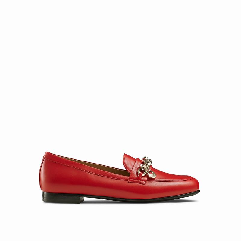 Russell & Bromley Chitchat Round Toe Chain Loafers Womens Red [PSR5626CQ]